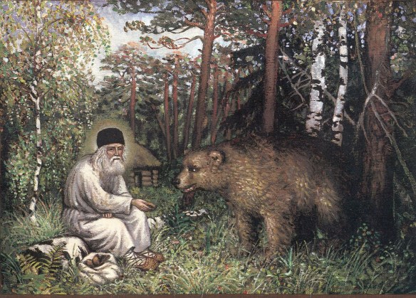 St. Serpahim of Sarov Feeds a Wild Bear